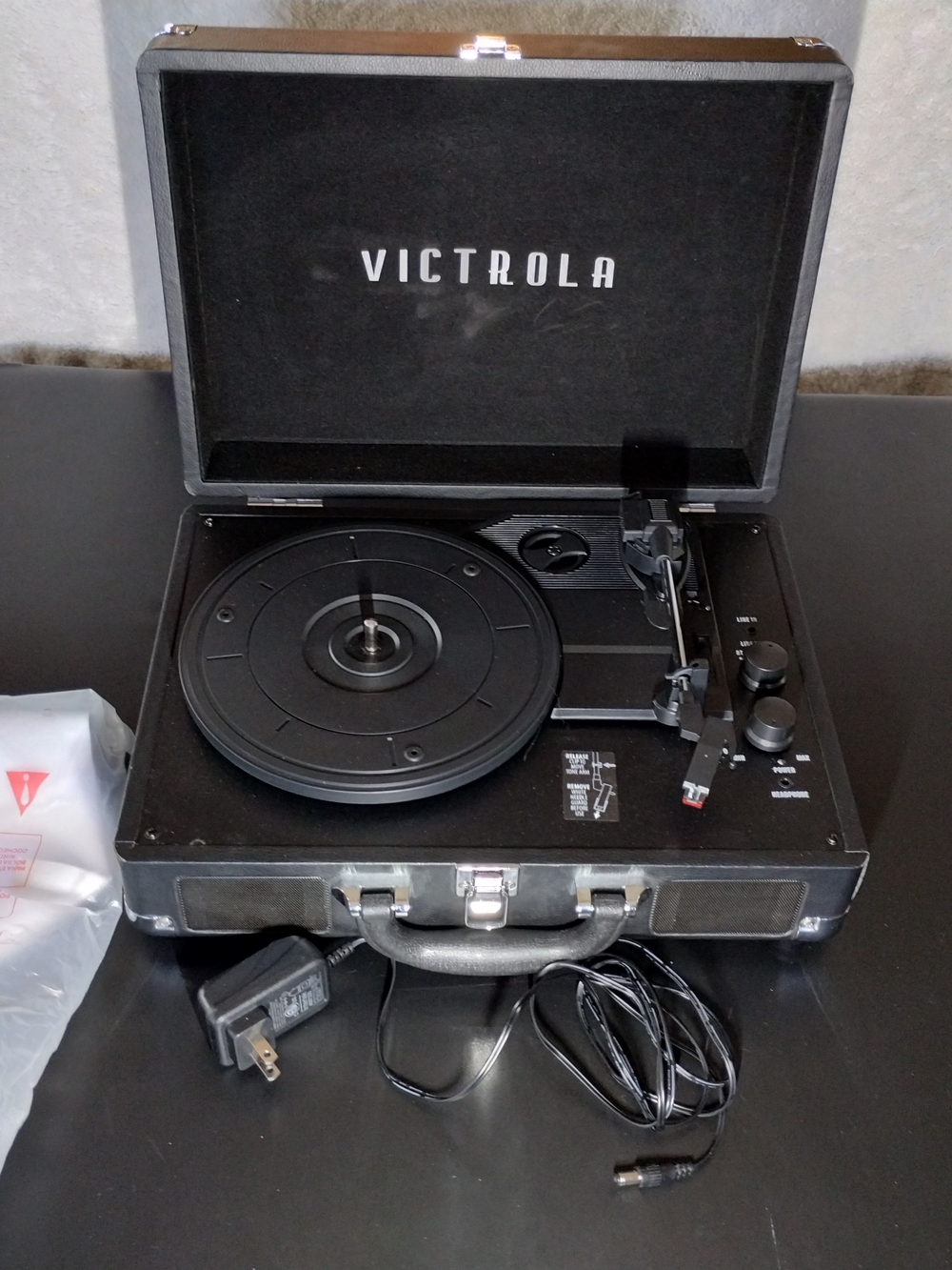 Victrola Black Portable Suitcase Turntable - Vintage-Style Record Player
